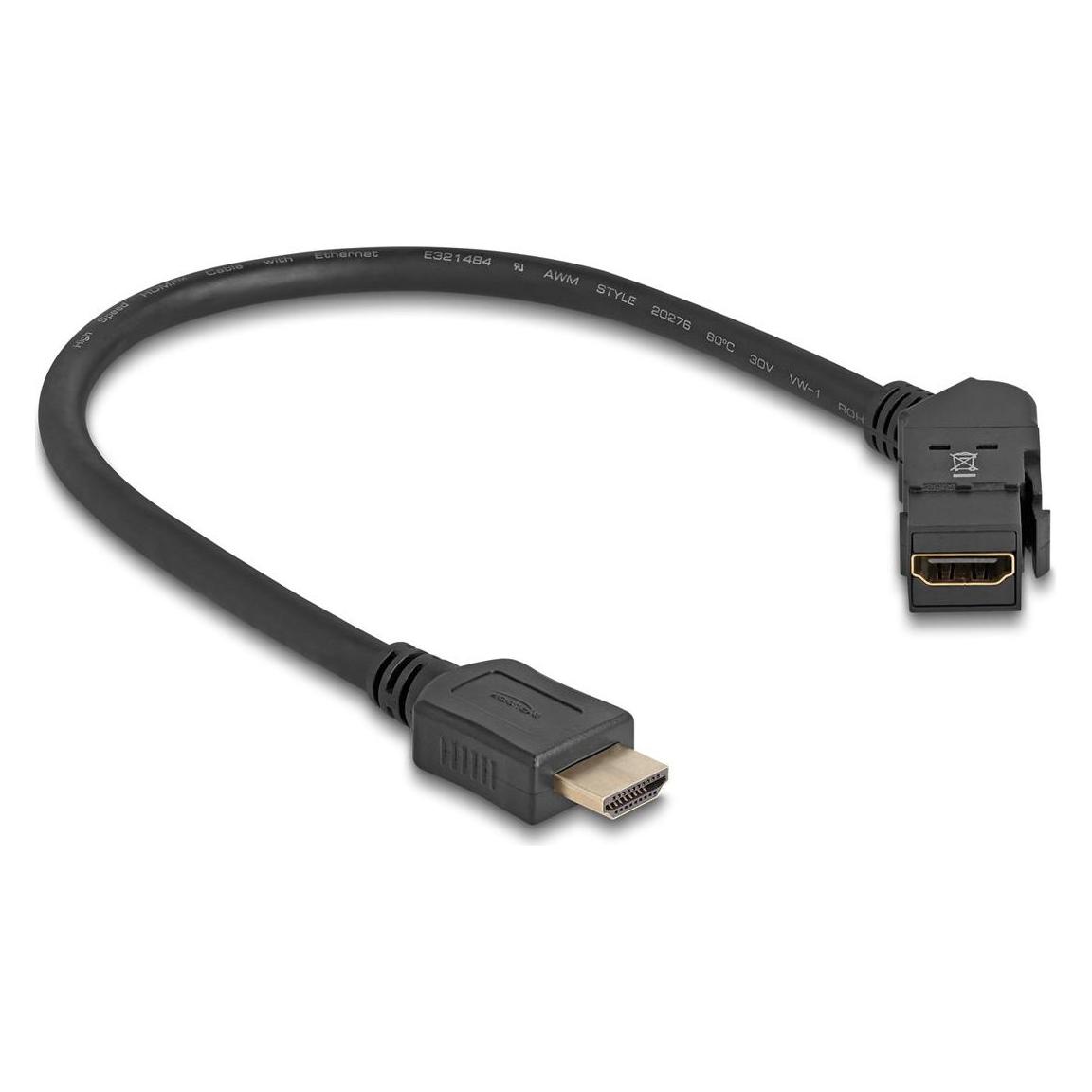 Delock HDMI Einbaubuchse 45° gewinkelt zu HDMI Stecker mit 3 (0.30 m) (67157)