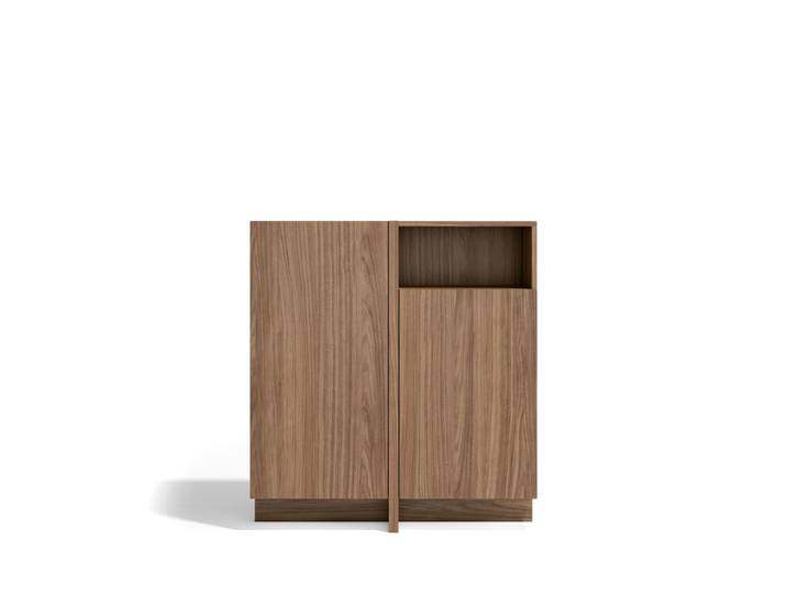 Buffet de rangement 1 niche 2 portes en placard finition noyer
