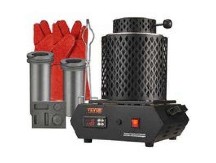 VEVOR Four de Fusion Automatique Électrique 1350 W Four de Fusion d'Or 1150℃ avec Creuset en Graphite 1 kg et 3 kg, Contrôle Numérique Chauffage Rapide pour Traitement de Métaux Argent Aluminium Cuivr