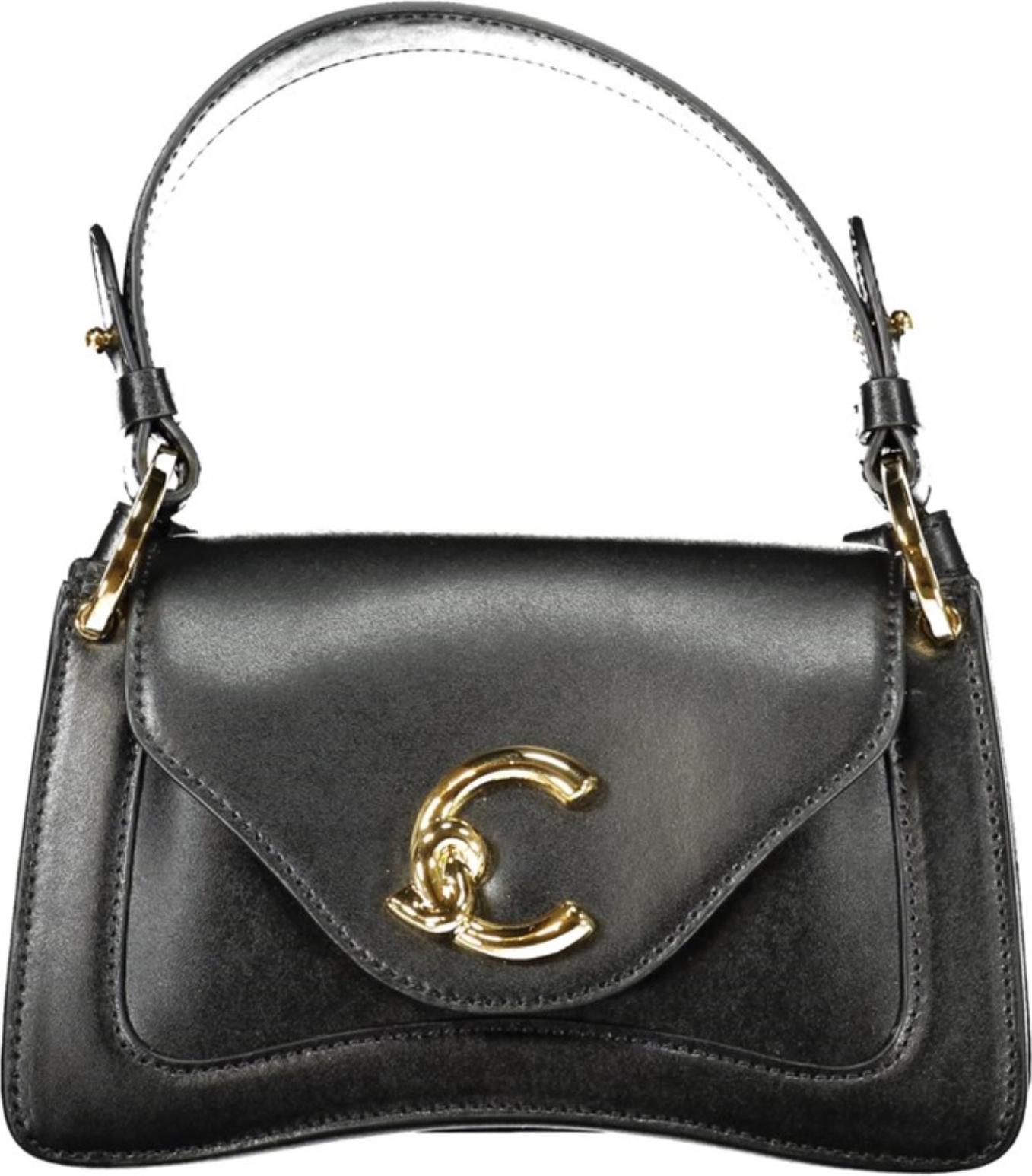 Elegante schwarze Damentasche mit abnehmbarem Schultergurt und Logo