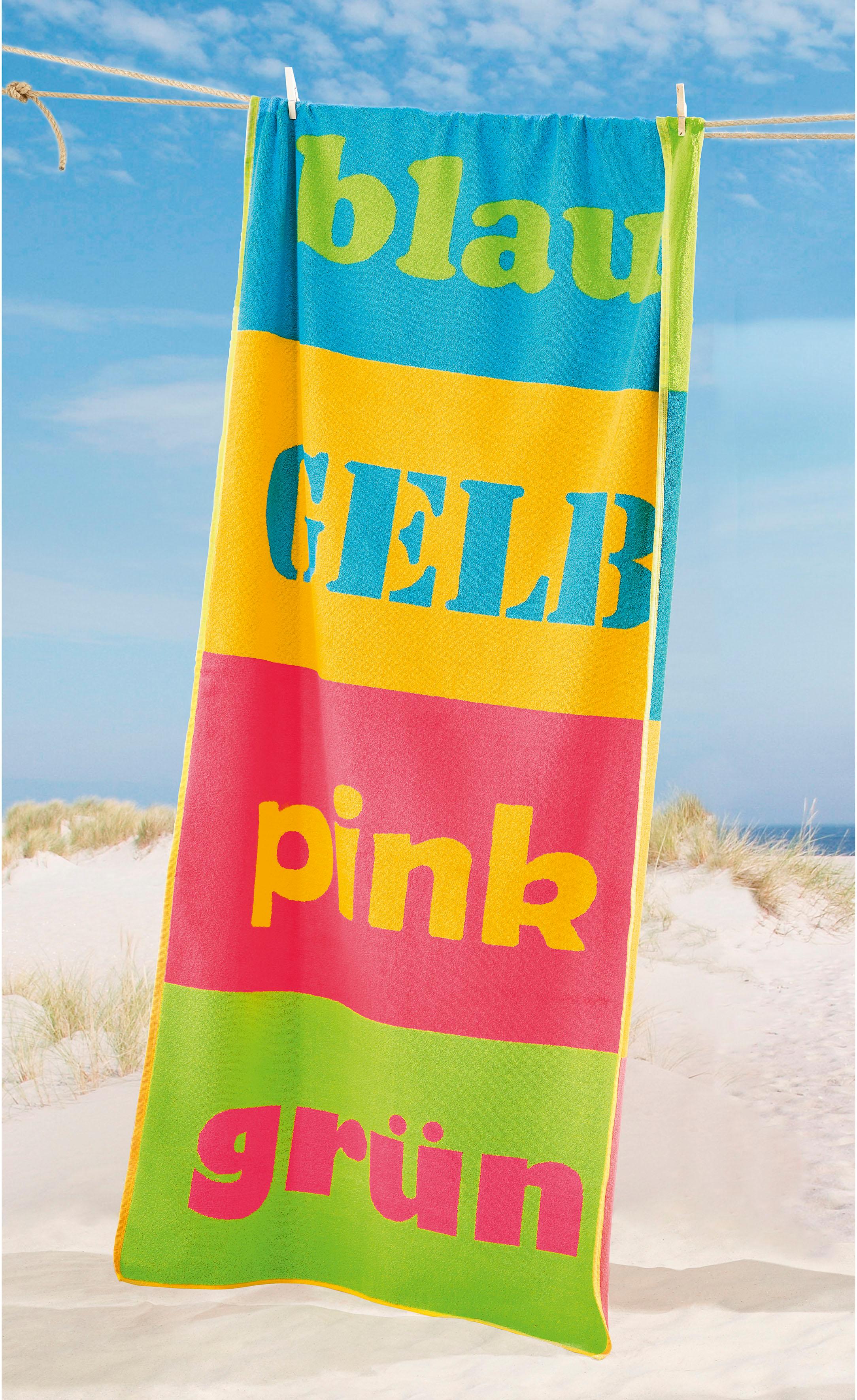 Strandtuch DYCKHOFF "Colours", bunt, B:80cm L:180cm, Zwirnfrottee, Obermaterial: 100% Baumwolle, Handtücher, Strandtuch bunt B/L: 80cmx180cm, 1 Stk., Zwirnfrottee