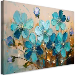 WANDBILD türkisfarbene blumen pflanzen natur