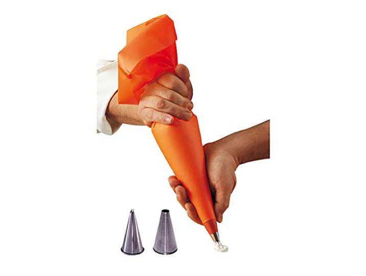 De Buyer - Lot : 1 poche pâtissière + 2 douilles en inox - Longueur 35 cm