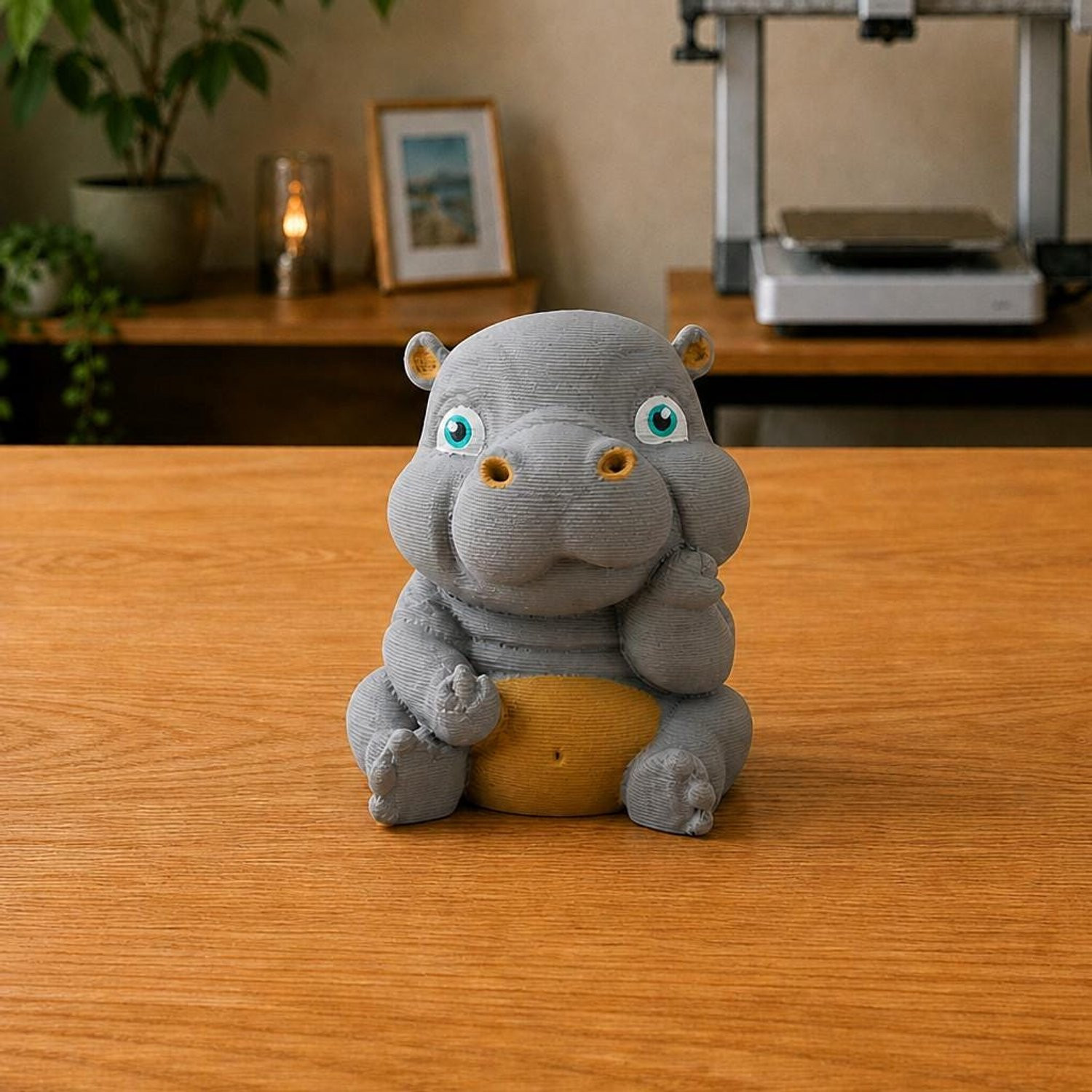 AnimalsAttitude Grote Baby Nijlpaard Figurine met Middelvinger – 3D-geprint PLA Beeldje