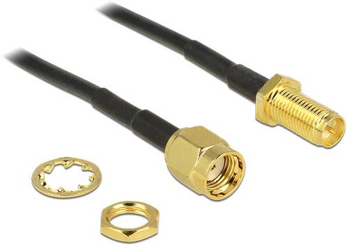 Delock WLAN-Antennen Anschlusskabel [1x RPSMA-Stecker - 1x RPSMA-Buchse] 0.2m Schwarz