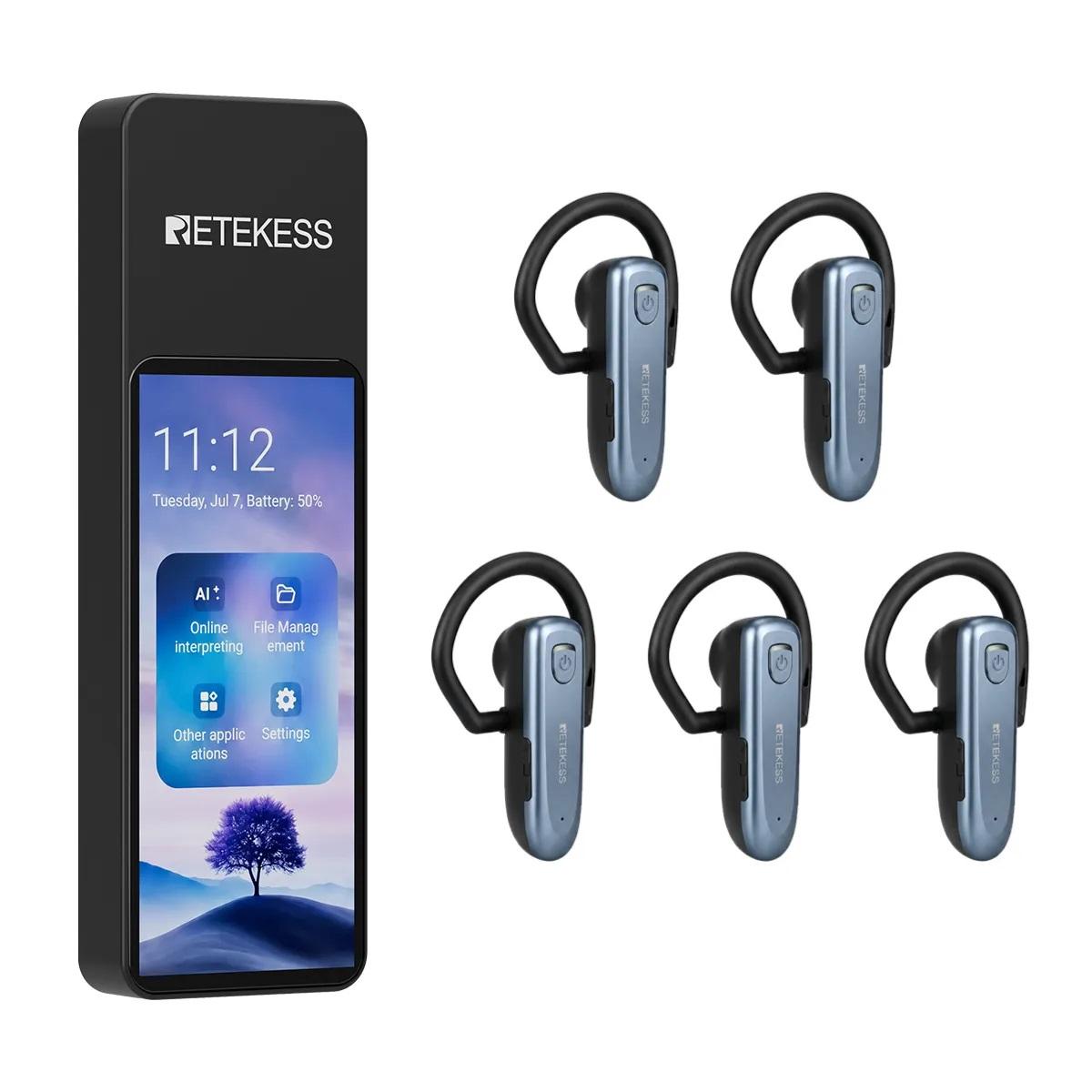 Retekess TT136 Tour Guide System, Automatisches, mehrsprachiges Übersetzungsgerät, 2,4-GHz, KI-Echtzeitübersetzung, 120 Sprachen,für Werksbesichtigung