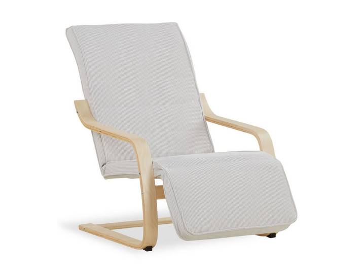 Homestyle4u Relaxsessel Schwingsessel Schaukelsessel Wohnzimmer Cord Hellgrau Schaukelstuhl (1 Stuhl, 1-St., Stuhl mit Bezug), Bezug abnehmbar, Fußteil verstellbar