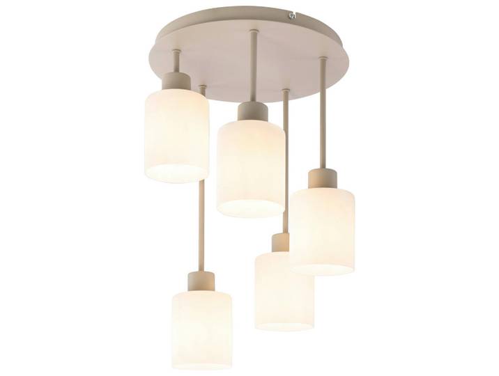 Novel Hängeleuchte, Weiss, Sandfarben, Metall, Glas, Abstraktes, 50 cm, RoHS, CE, Lampen & Leuchten, Innenbeleuchtung, Hängelampen, Pendelleuchte