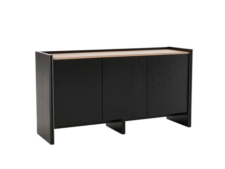 Oviala - Buffet effet bois 3 portes 140 cm