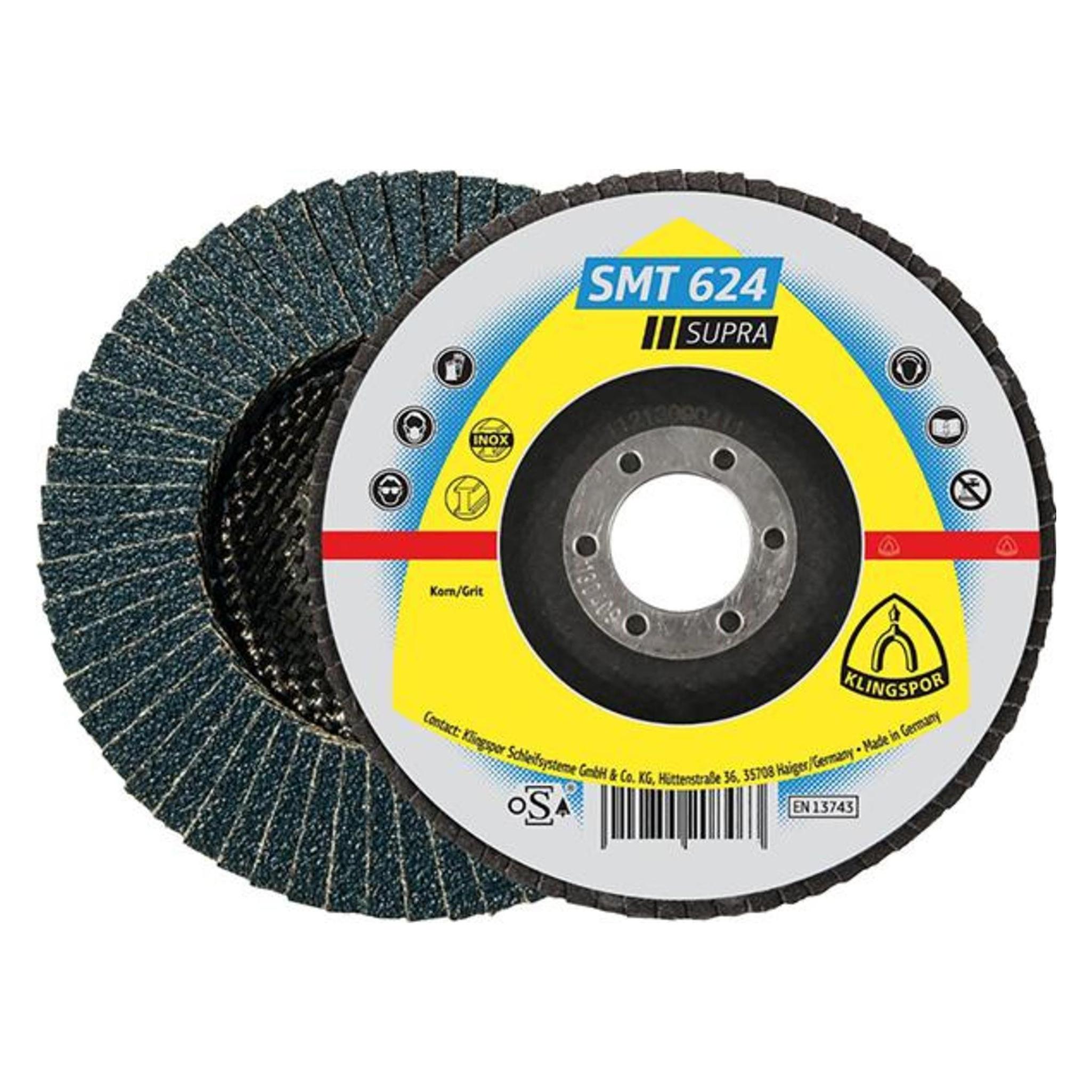 Klingspor Schleifmopteller Fächerscheibe SMT 624 Supra Ø 180x22,23 mm Korn 40 (40) (4014855208586)