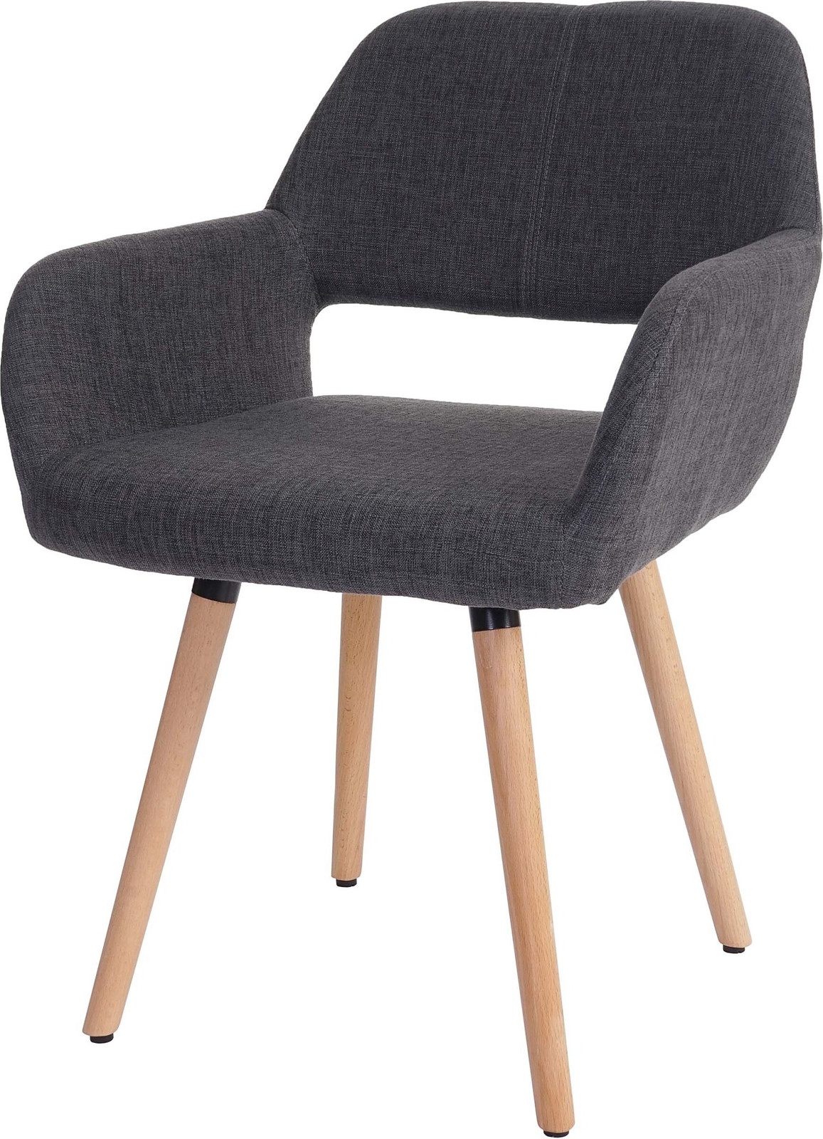 Mendler Eetkamerstoel HWC-A50 II, Retro Design, Grijs Textiel, Lichte Poten