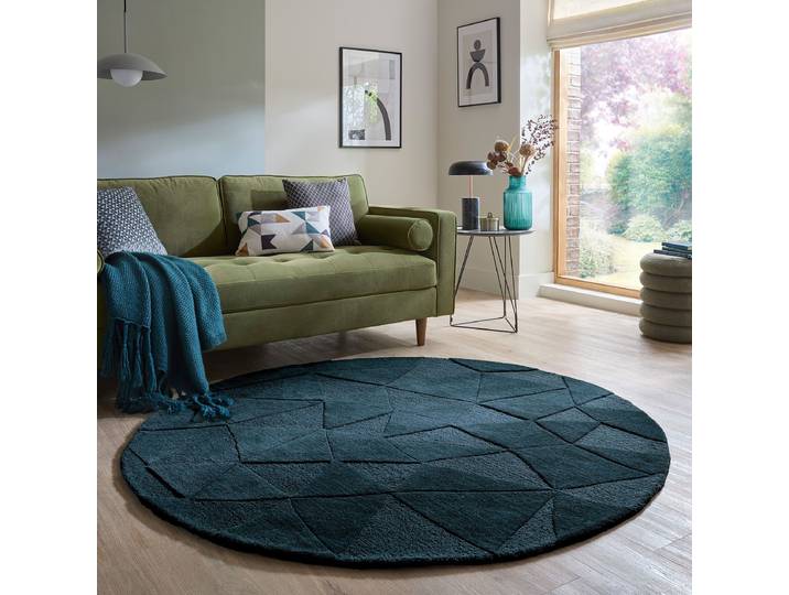 Wollteppich Shard Blau/Petrol 160 x 160cm Wolle