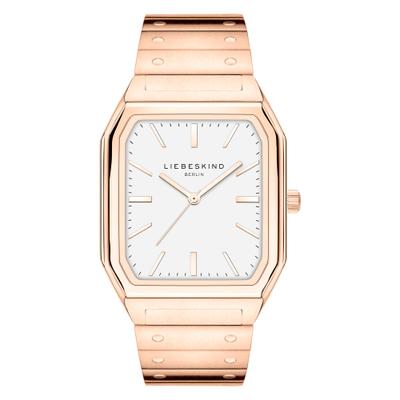 Quarzuhr LIEBESKIND BERLIN "The Modern Staple", roségoldfarben, silberfarben, Armbanduhren, Damen, roségoldfarben, Quarzuhr, Armbanduhr, Damenuhr, Edelstahlarmband, analog