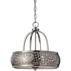 Kronleuchter Hängelampe Deckenleuchte Stahl Glas Edelstahl D 48,3 cm Luster