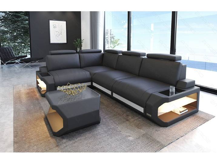 Couch Siena L-Form in Leder