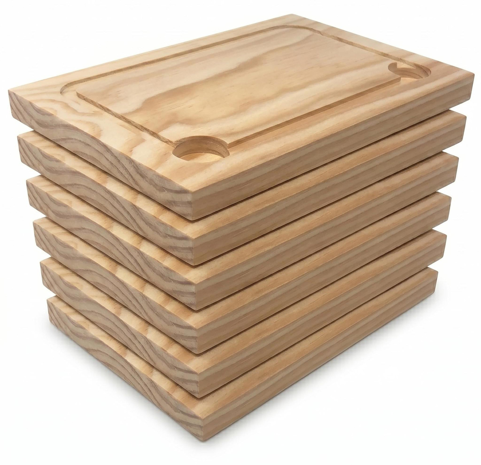 Dripio Houten snijplank set van 6 stuks, 30 x 20 cm, geschikt als snij- en serveerplank