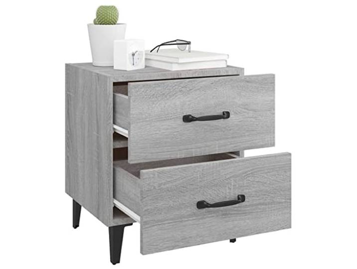 KTHLBRH Nachttische 2 Stück Sonoma-Grau 40 x 35 x 47,5 cm Mehrschichtholz, Metallbeine, 2 Schubladen, Industriestil, Schlafzimmer