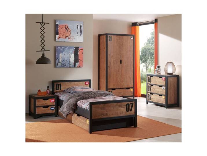 TCHAD - Chambre Complète 90x200cm + Armoire 2 Portes
