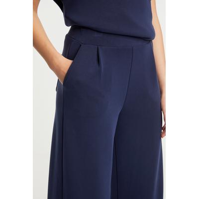Culotte RICHROYAL "2409 T Peach Culotte", Damen, Gr. L, N-Gr, blau (midnight blau), Web, Obermaterial: 52% Modal, 42% Polyester, 6% Elasthan, knöchellang, Hosen Culotte, aus fester, gepeachter Qualität