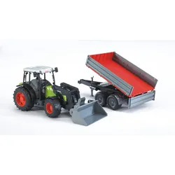 BRUDER - Claas Nectis 267 F mit Frontlader und Bordwandanhänger 02112 - grün|rot