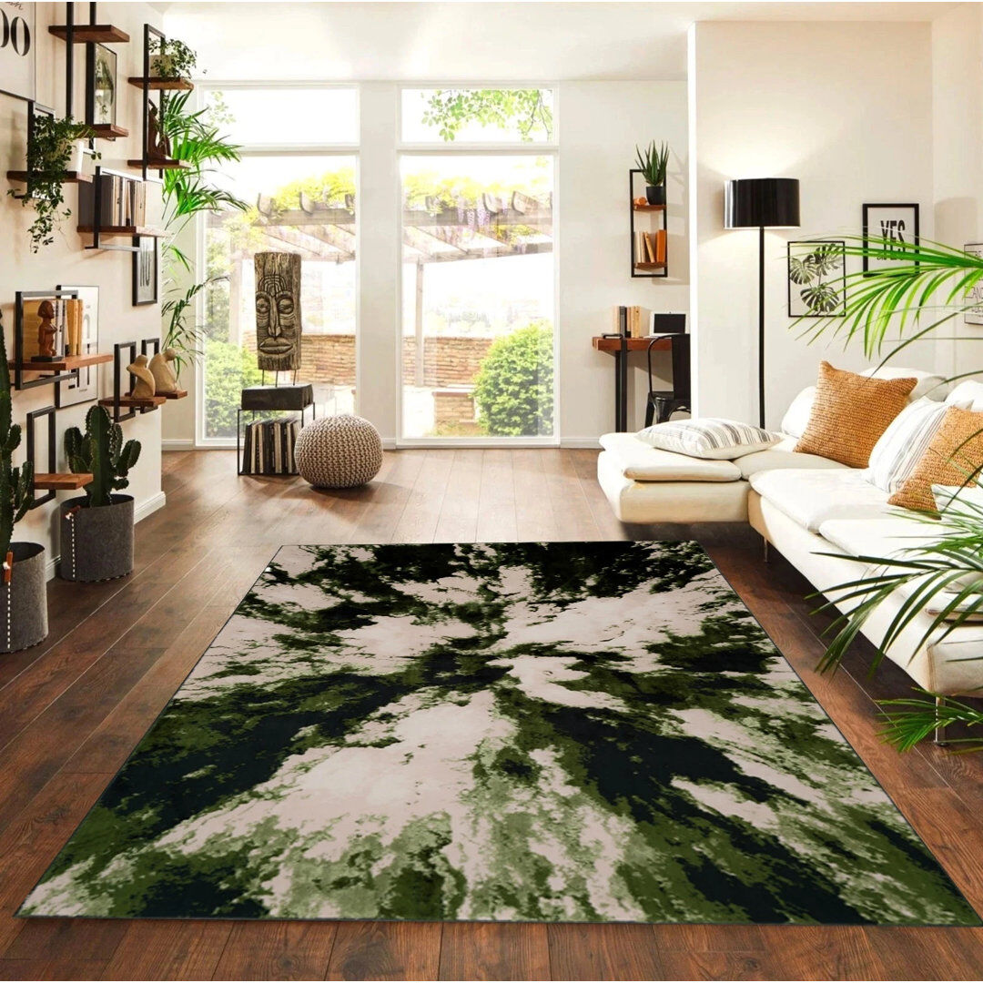 Metro Rectangle Geometric Dhurrie Indoor / Outdoor Green Rectangle 120 x 170 cm