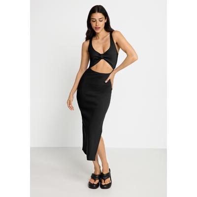 Midikleid LSCN BY LASCANA, Damen, Gr. 40, N-Gr, schwarz, Rippware, Obermaterial: 97% Baumwolle, 3% Elasthan, unifarben, sehr figurbetont ca. Mitte Wade, Rundhals, Kleider Midikleid, aus weicher Rippware