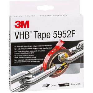 3M Doppelseitiges-Klebeband VHB Tape 5952F, schwarz, PVC, 19mm x 3m