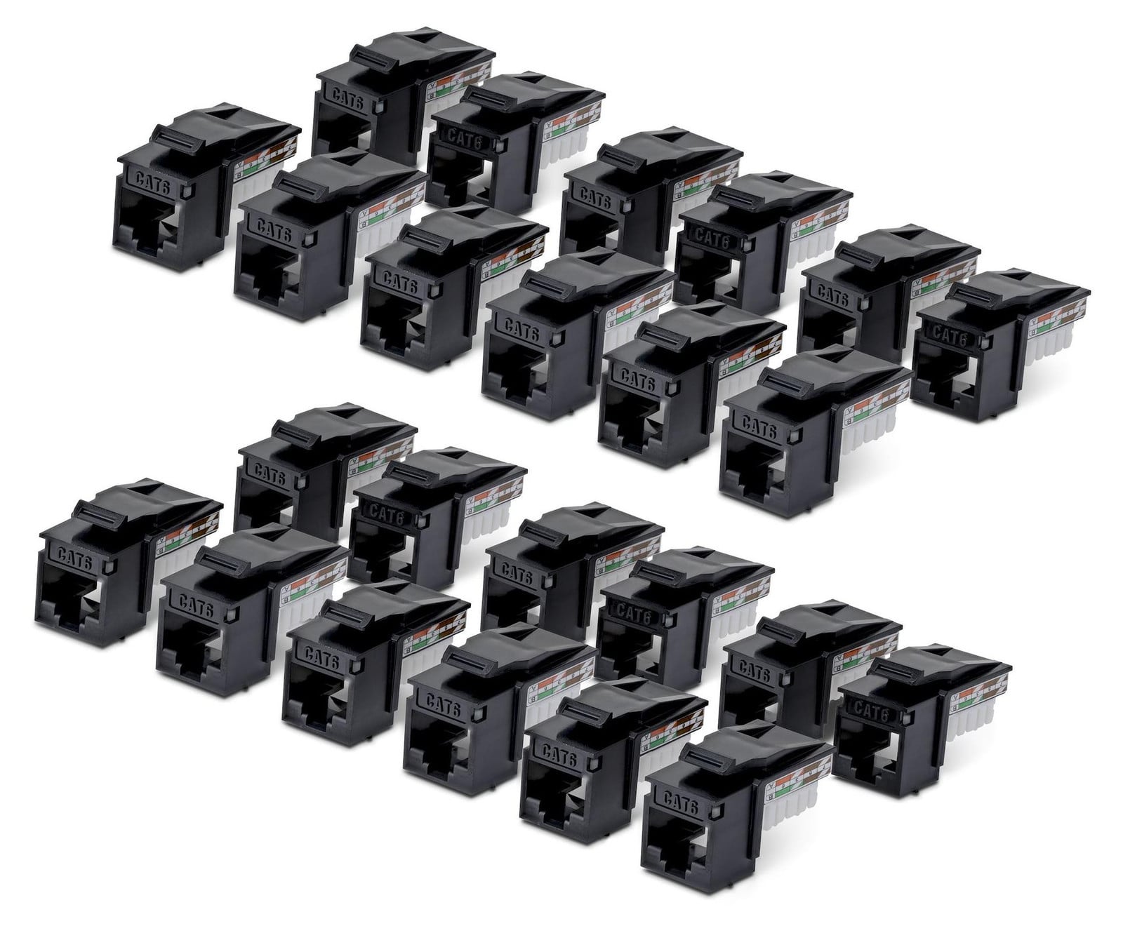 StarTech.com C6KEY110BK24PK RJ-45 Vrouwelijke Connector, Gebogen, Zwart, 10GBase-T