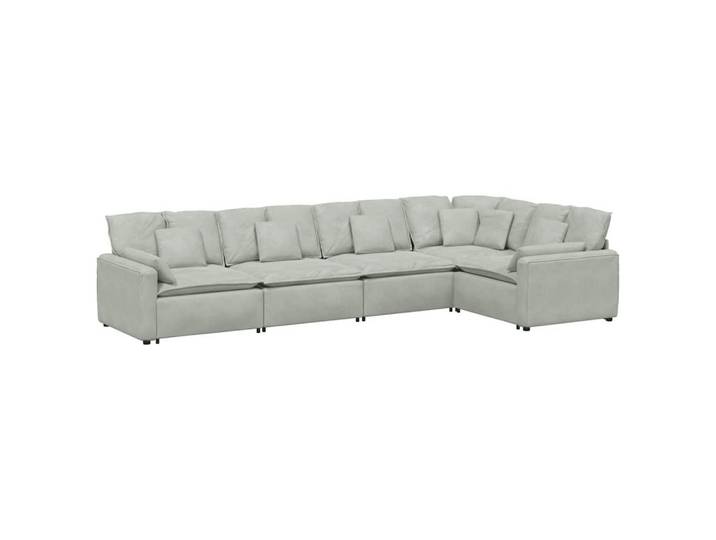 vidaXL Sofa Modulares Sofa mit Kissen Samt Hellgrau