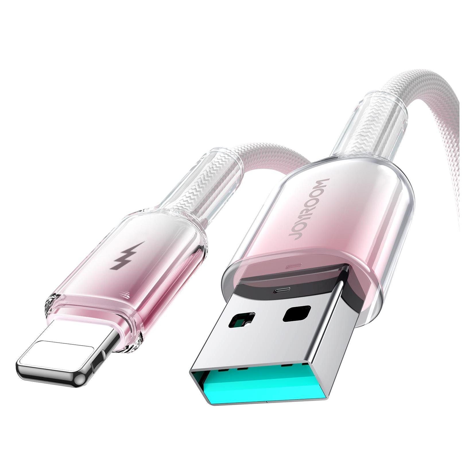 Joyroom S-A42 Crystal Clear Series Fast Charging Data Cable USB-A to Lightning 3A 1.2m White (1.20 m, USB 2.0) (S-A42)