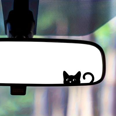 Inspired Living Peeking Cat Car Mirror Stickers (4 Pack) Waterproof Vinyl Funny Decals For Rearview Mirrors & Windows 4pcs Black