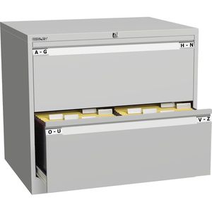 Bisley Hängeregisterschrank DF2-645, 2-bahnig, 2 Schübe, lichtgrau