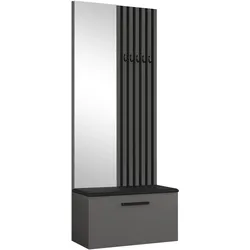 GARDEROBENSCHRANK Rosanno II Grau 80,6/204/40 cm – Modern, mit Spiegel und Kleiderhaken