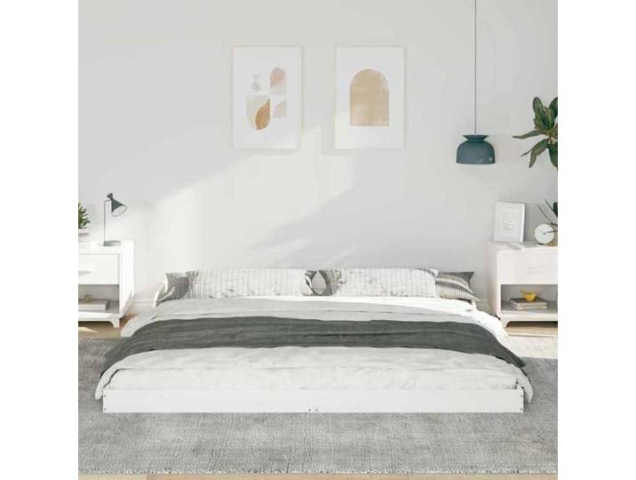 Cadre de lit en pin massif - UU - Blanc - 180x210 cm - Pin massif - Durable - Design épuré - Soutien ferme