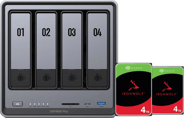UGREEN NASync DXP4800 Plus met 2x 4TB Seagate Ironwolf NAS harde schijven