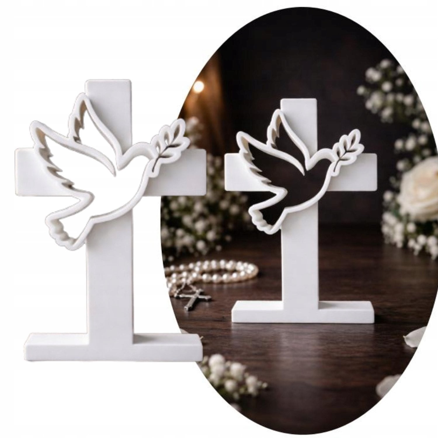 Elegante Communie Kruis met Heilige Geest Duif - 20 cm