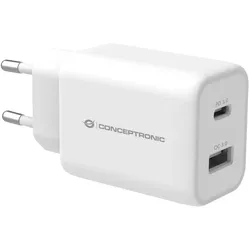 Conceptronic Ladegerät 2Port 33W 1xUSB-C PD weiß