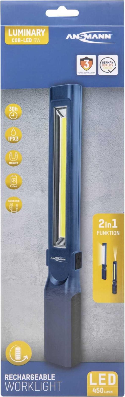 Ansmann WL450R slim LED Werkstattleuchte met oplaadbare accu