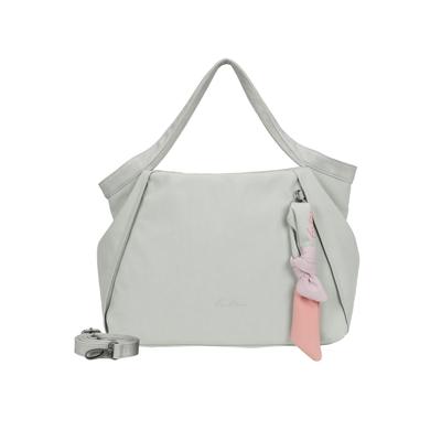 Schultertasche FRITZI AUS PREUSSEN "Slouchy", Damen, Gr. B/H/T: 48cm x 30cm x 48cm, grau, Nylon, unifarben, Taschen Schultertasche, mit Knotenanhänger