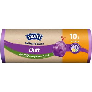 Swirl Müllbeutel Vanille-Lavendel Duft, 10 Liter, mit Zugband, lila, 14 Stück
