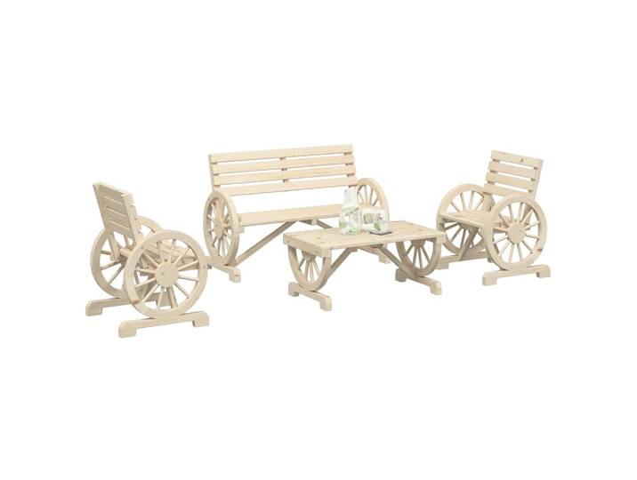 vidaXL 4-tlg. Garten-Lounge-Set Massivholz Tanne