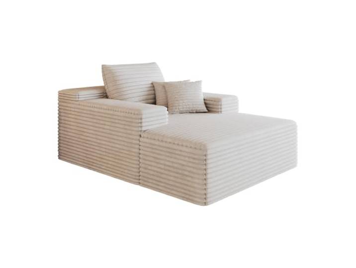 FurnitureR Chaiselongue Beige aus Cord, Tiefsitz mit Schaumstoff, 159 cm Geräumige Chaiselongue mit Cordbezug, elastischem Schaumstoff, tiefem Sitz und werkzeugfreier Nutzung