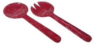 BIDK Home "Salad Servers Set of 2 Rose Pink Resin Dia 11"" - Pink"