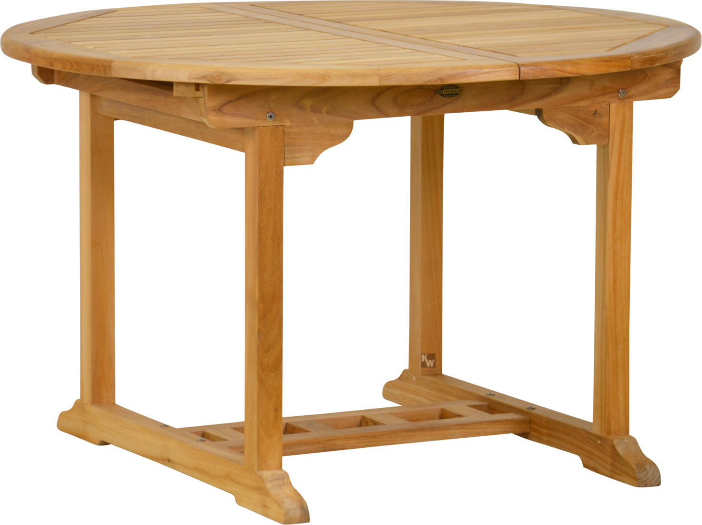 Teakholz Tisch ausziehbar Rondo 120 cm als flexibler Teak Ausziehtisch naturbelassen Teak-Tisch rund massiv