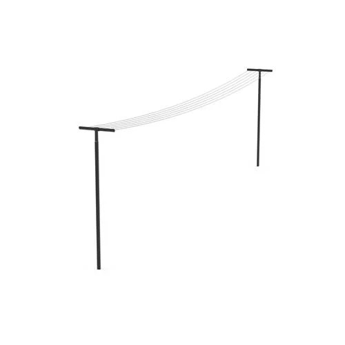Brabantia HangOut Waslijn met palen, 50 meter - Black