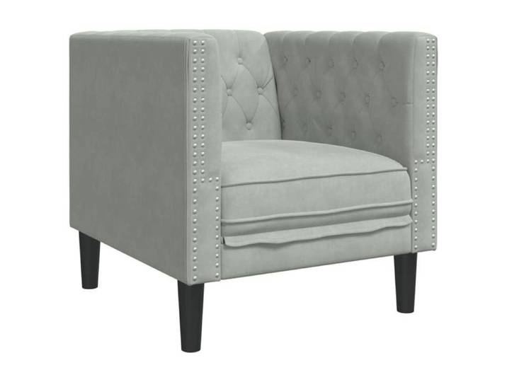 En Promotion Fauteuil Chesterfield 1 PLACE - Fauteuil Relax/Chambre - gris clair velours 7838534