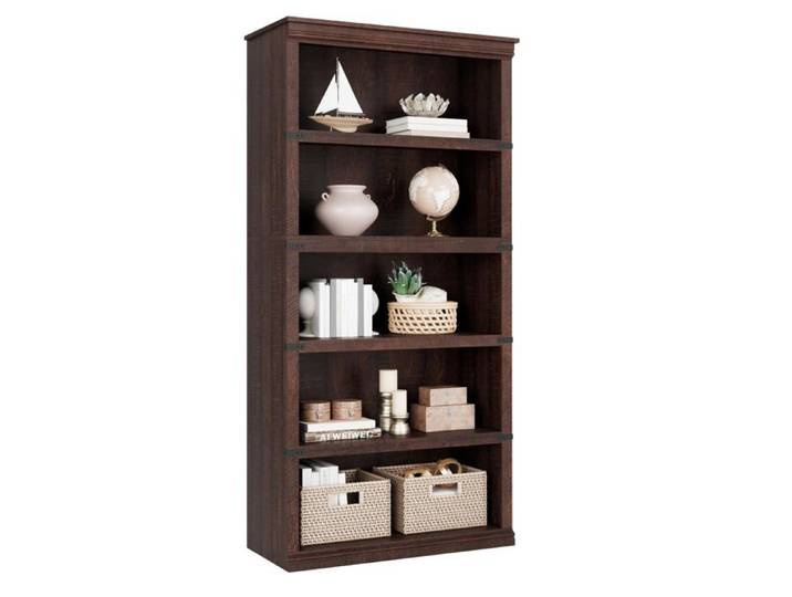 Etagère campagne 5 niveaux 67 4  brun rougeâtre bois rangement salon bureau à domicile