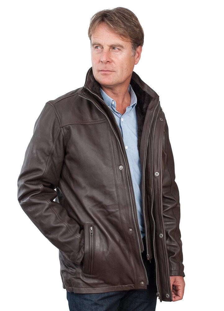 Warme mittellange Leder-Bikerjacke