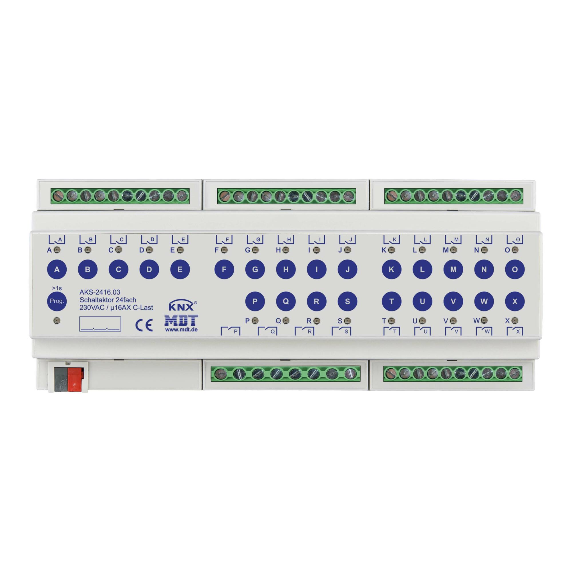 MDT technologies Schaltaktor 24-fach 12TE REG, 16A, 230VAC AKS-2416.03)