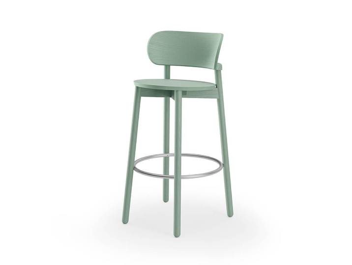 ALMA DESIGN tabouret MINNIE H 65 cm (Frêne de sauge - Bois et acier chromé satiné)